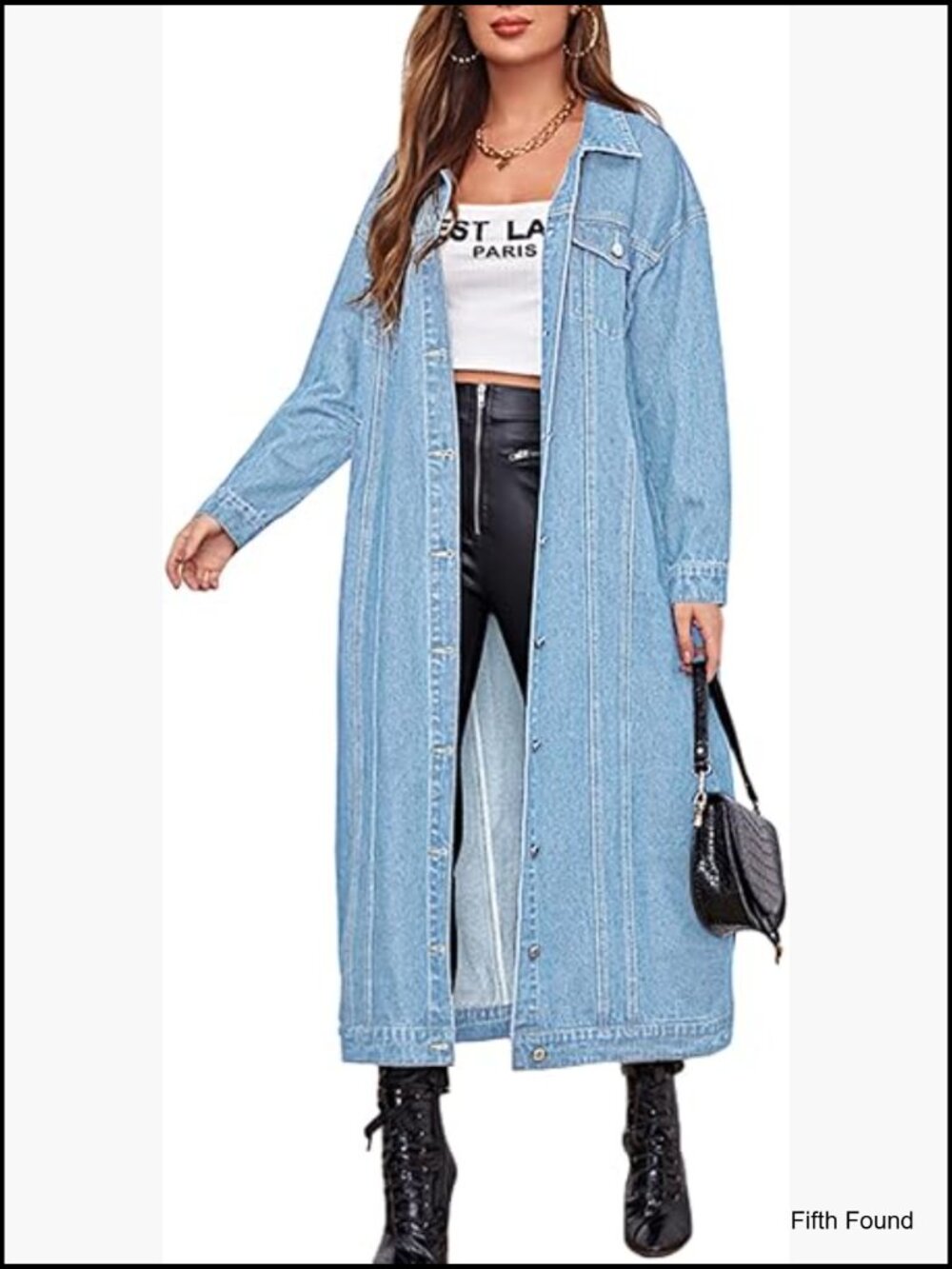Button Down Midi Long Denim Jacket Trench Coat Spring